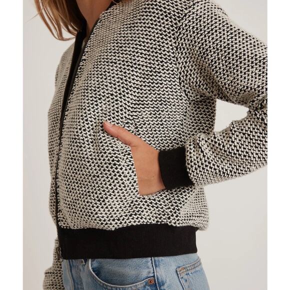 Marine Layer Birdseye Bomber in Black/White size Small - Picture 3 of 5